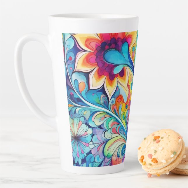 Caneca De Café Latte 70s 60s Psychedelic Hippy Retro Hip (In Situ)