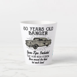 Caneca De Café Latte 80 de Aniversário Engraçado Carro-Retro Banger Dat
