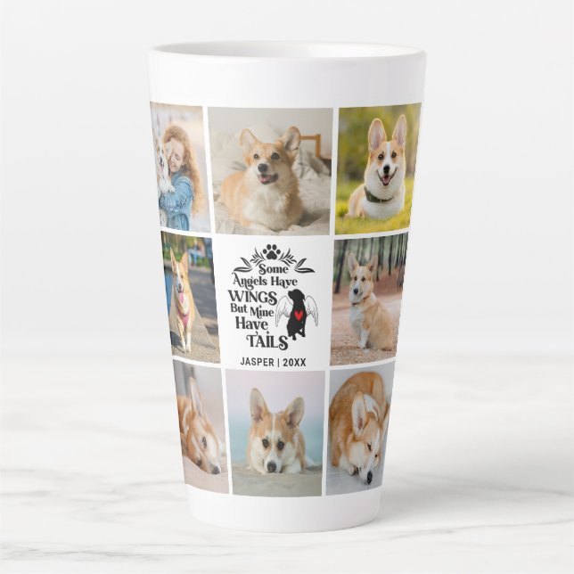 Caneca De Café Latte 8 Foto Colagem de Pet Dog Lembrança de Perda (Frente)