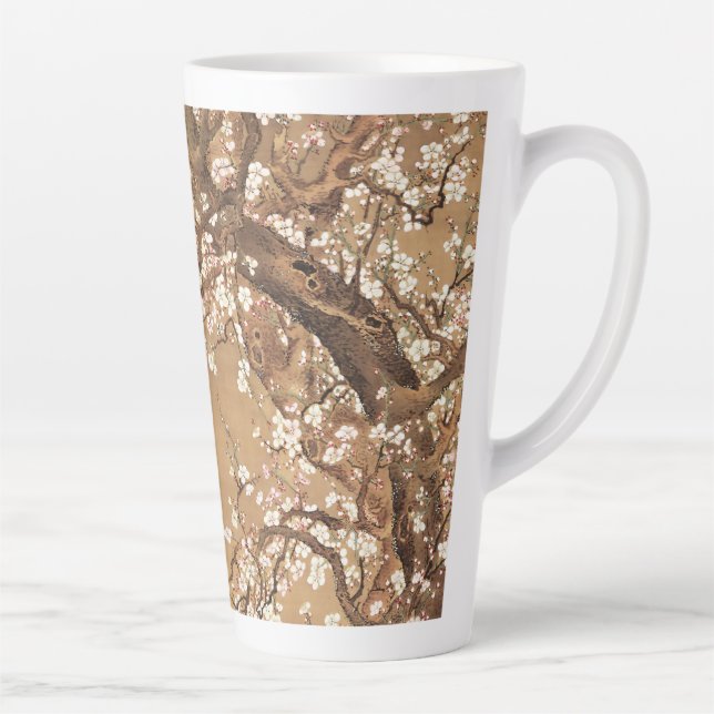 Caneca De Café Latte A ameixa japonesa floresce à lua (Direita)