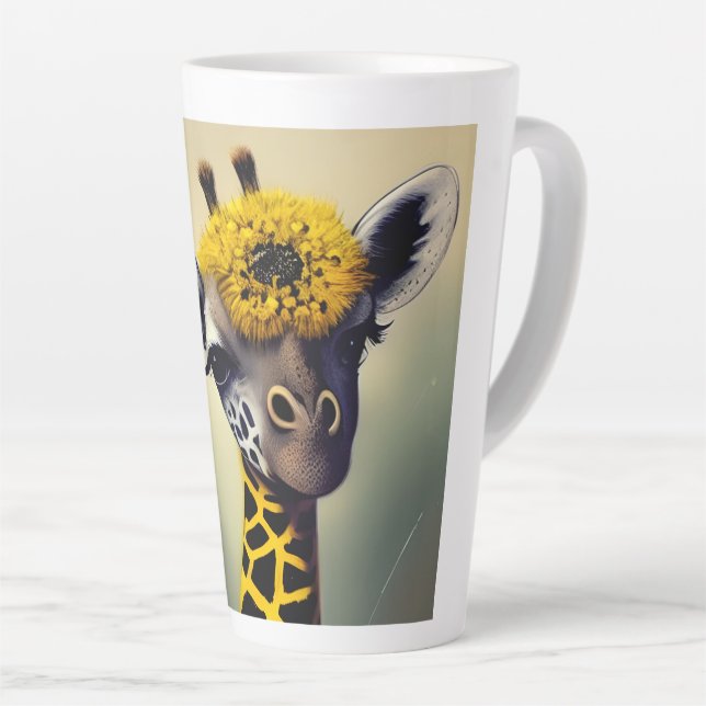 Caneca De Café Latte A Arte Digital Bumble Giraffe (Ângulo direito)