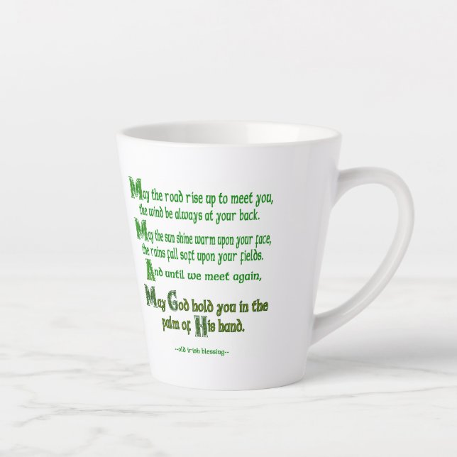Caneca De Café Latte A benção irlandesa que a estrada suba para conhecê (Direita)
