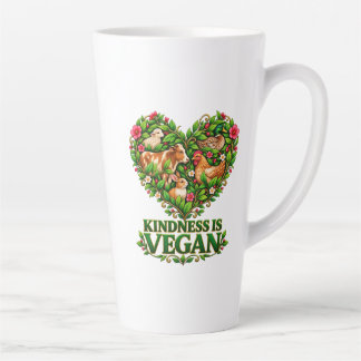 Caneca De Café Latte A Bondade é Vegana – Deixe Seu Coração Escolher