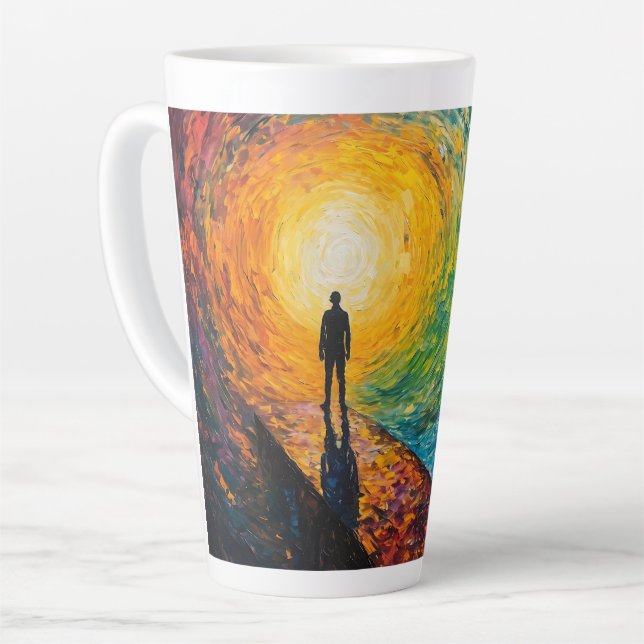 Caneca De Café Latte A Borda da Dimensão (Ângulo esquerdo)