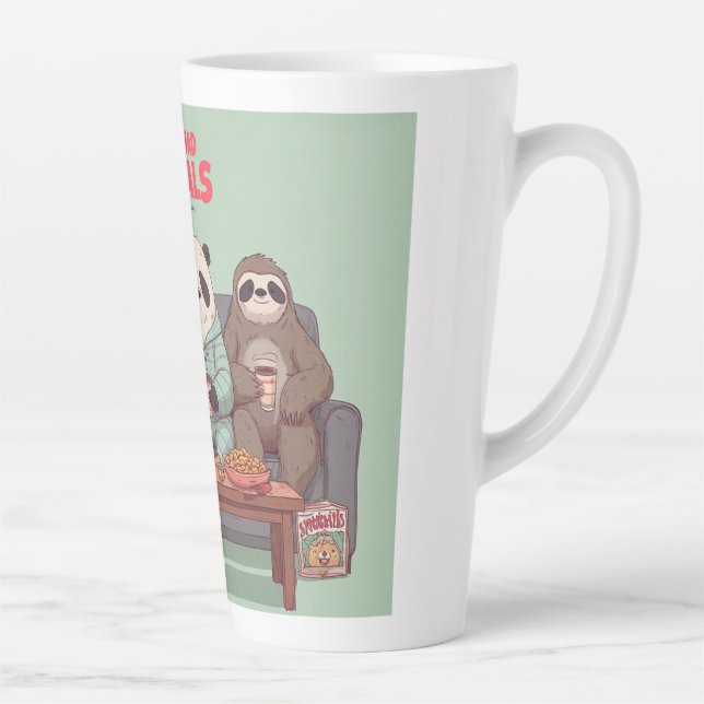 Caneca De Café Latte  A Cat, Sloth, and Panda's Ultimate Netflix Night (Direita)
