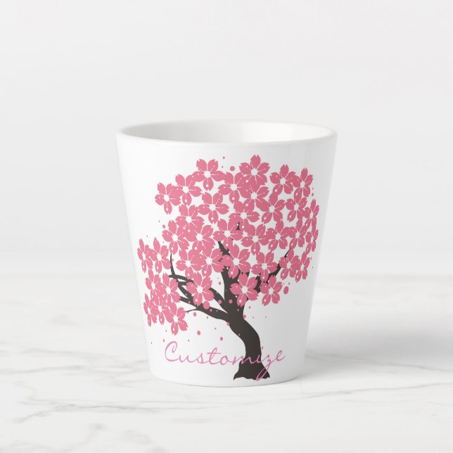 Caneca De Café Latte A Cherry-Blossoms Thunder_Cove Japonesa Sakura (Frente)