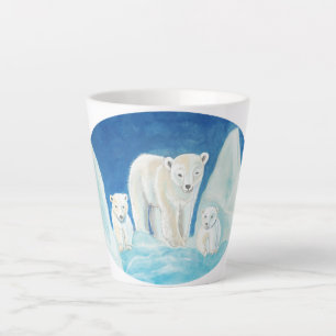 Caneca De Café Latte A família do Urso Polar