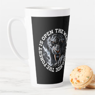 Caneca De Café Latte A Floresta Está Aberta Desenho de Tigre Dentes de