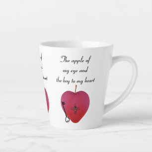 Caneca De Café Latte A maçã do meu olho e a chave do meu coração