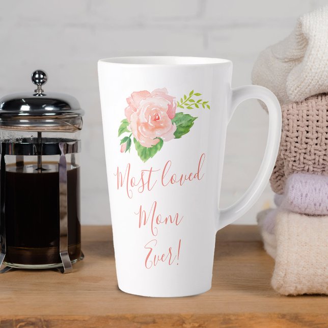 Caneca De Café Latte A Mãe Mais Amada Já Foi Bonito Rosa (Criador carregado)