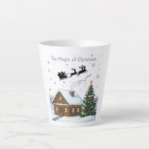 Caneca De Café Latte A Magia do Natal Trenó do Papai Noel & Aconchego