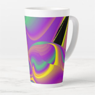 Caneca De Café Latte A Mágica das Cores, Abstrato 3D Rainbowart