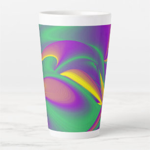 Caneca De Café Latte A Mágica das Cores, Abstrato 3D Rainbowart