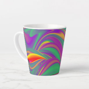 Caneca De Café Latte A Mágica das Cores, Abstrato 3D Rainbowart