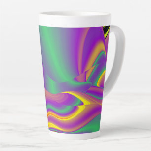 Caneca De Café Latte A Mágica das Cores, Abstrato 3D Rainbowart