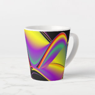 Caneca De Café Latte A Mágica das Cores, Abstrato 3D Rainbowart