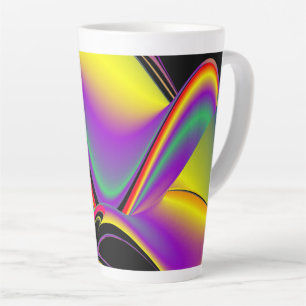 Caneca De Café Latte A Mágica das Cores, Abstrato 3D Rainbowart