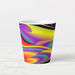 Caneca De Café Latte A Mágica das Cores, Abstrato 3D Rainbowart