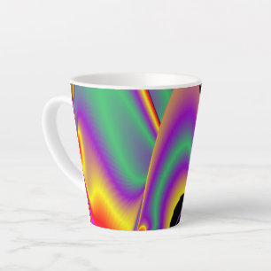 Caneca De Café Latte A Mágica das Cores, Abstrato 3D Rainbowart