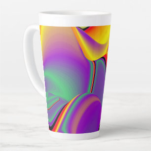 Caneca De Café Latte A Mágica das Cores, Abstrato 3D Rainbowart
