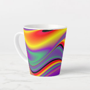 Caneca De Café Latte A Mágica das Cores, Abstrato 3D Rainbowart