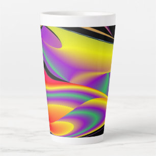 Caneca De Café Latte A Mágica das Cores, Abstrato 3D Rainbowart