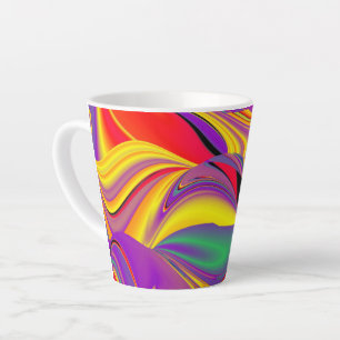 Caneca De Café Latte A Mágica das Cores, Abstrato 3D Rainbowart