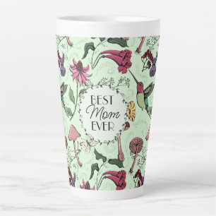 Caneca De Café Latte A Melhor Mãe Verde Elegante Nunca Hummingbird E Fl