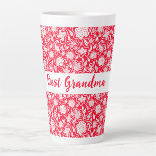 Caneca De Café Latte A Melhor Vovó Cruzada Parece Vermelho Branco Flora