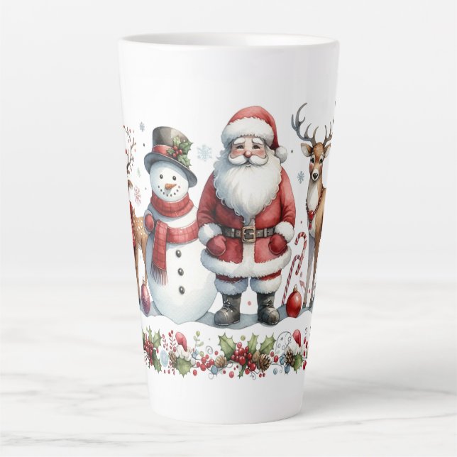 Caneca De Café Latte A Merry Gathering of Christmas Cheer (Frente)