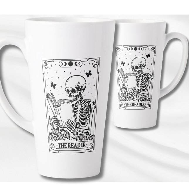 Caneca De Café Latte A Placa de Tarot do Leitor (Criador carregado)