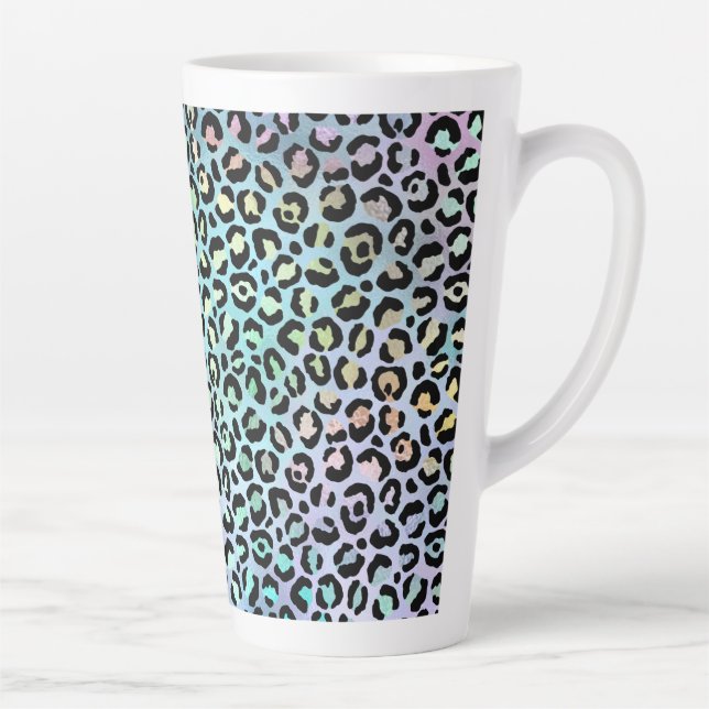 Caneca De Café Latte A Série Leopardo Iridescente Design 8 (Direita)