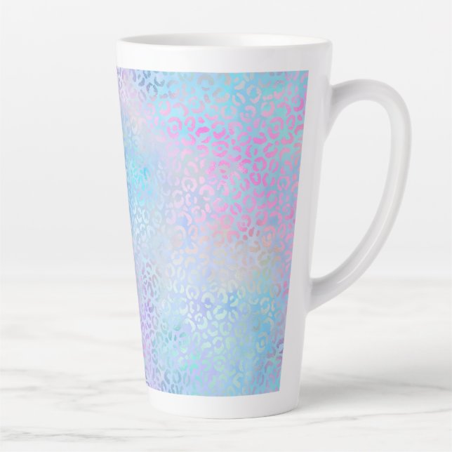Caneca De Café Latte A Série Leopardo Iridescente Design 9 (Direita)