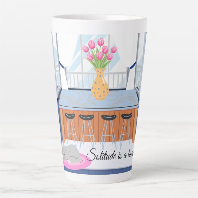 Caneca De Café Latte A Solidão do Gato é um Luxo (Frente)