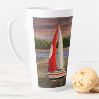 Caneca De Café Latte A Sunset Sail, por Gary Poling