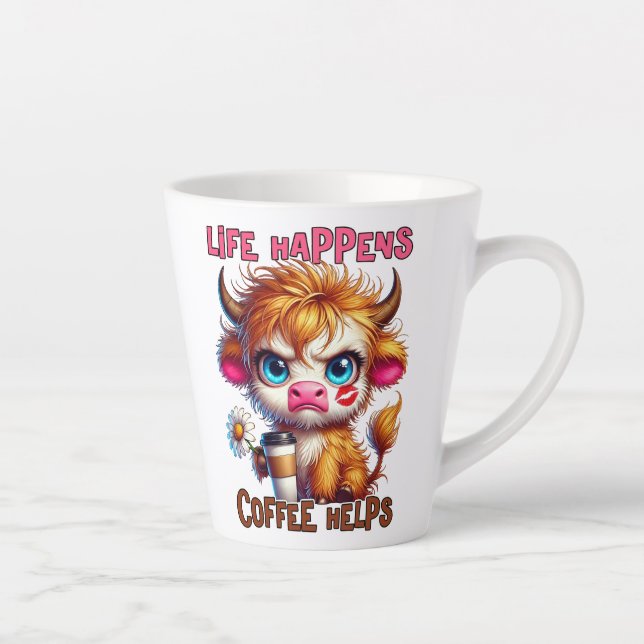 Caneca De Café Latte A Vida Acontece Café Ajuda  (Direita)