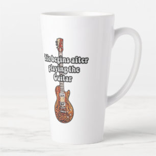 Caneca De Café Latte A vida começa depois de tocar violão. cores retrô