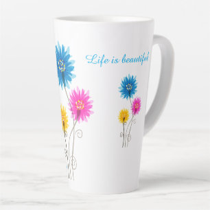 Caneca De Café Latte A vida é bela, tenha uma flor de dia abençoada