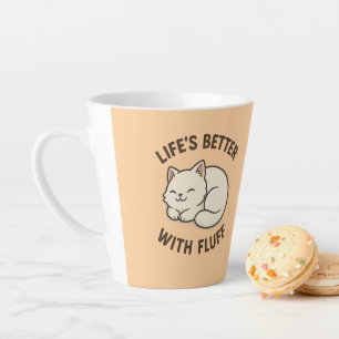 Caneca De Café Latte A vida é melhor com flauta - Chibi Cat Latte Mu