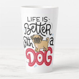 Caneca De Café Latte A vida é melhor com um cão