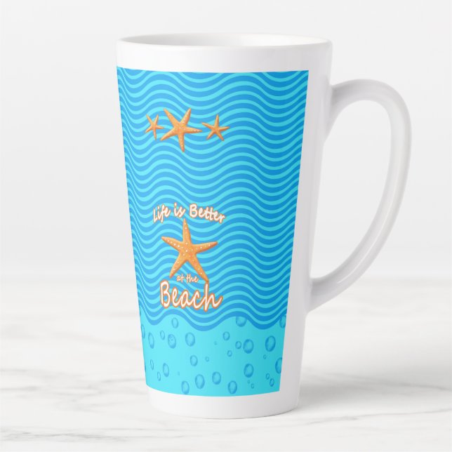Caneca De Café Latte a vida é melhor na praia (Direita)