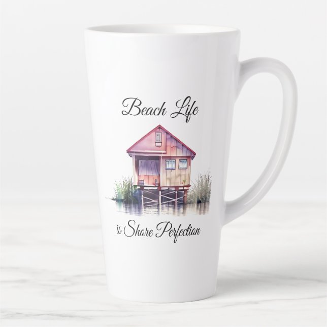 Caneca De Café Latte A vida na praia é a perfeição Shore (Direita)