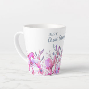 Caneca De Café Latte A vovó do melhor Excelente do mundo e a borda rosa