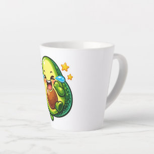 Caneca De Café Latte Abacate Kawaii Fofo Rindo Chorando Lágrimas de Ale