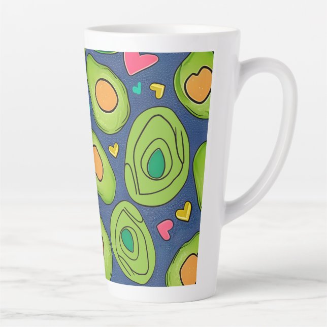 Caneca De Café Latte Abacates e Corações (Direita)