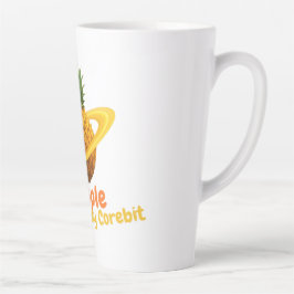 Caneca De Café Latte Abacaxi cósmico com órbita em anel de Saturno