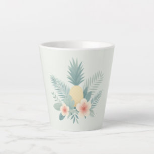 Caneca De Café Latte Abacaxi floral e havaiano