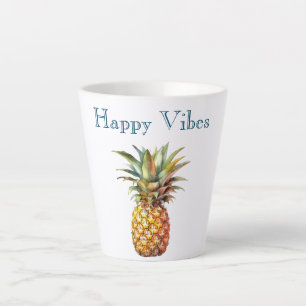 Caneca De Café Latte Abacaxi tropical feliz