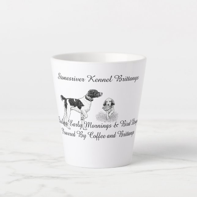 Caneca De Café Latte Abastecendo as primeiras manhãs & cães de caça (Frente)