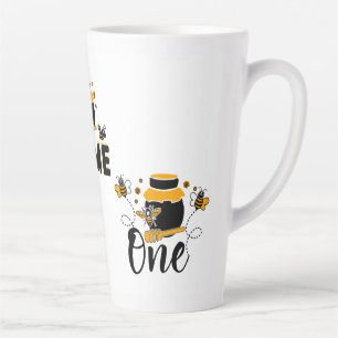 Caneca De Café Latte Abelha De Cartoon, Jar De Mel E Texto